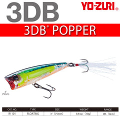Duel Yo-Zuri R1101-BN 3DB Popper ribbed belly with Wave Motion for lifelike action