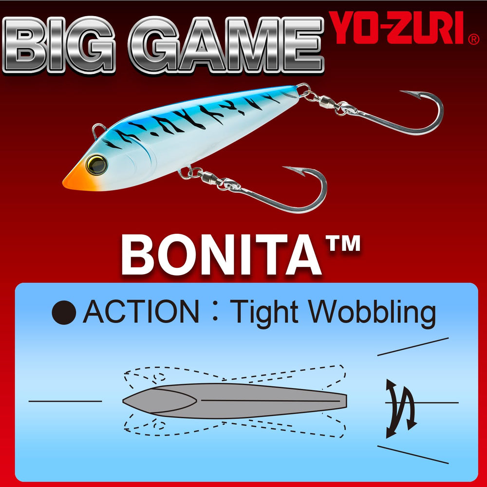 Duel Bonita S 170mm pink lure with stainless hooks and hardware for durability.