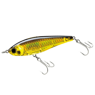 Yo-Zuri R1208-HGBL 3D Inshore Twitchbait front view highlighting gold-black finish and prism flash