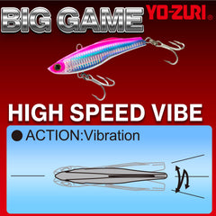 Duel Yo-Zuri R1303-CHPK high speed vibe water-action demonstrates vertical fishing use