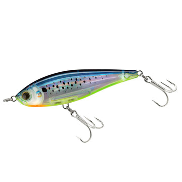 Duel Yo-Zuri R1348-MDG 3D Inshore Twitch Bait front view shows Mardi Gras color and balanced profile