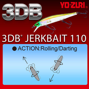 Duel Yo-Zuri R1355-NPC 3DB Jerkbait in water shows Wave Motion Technology.
