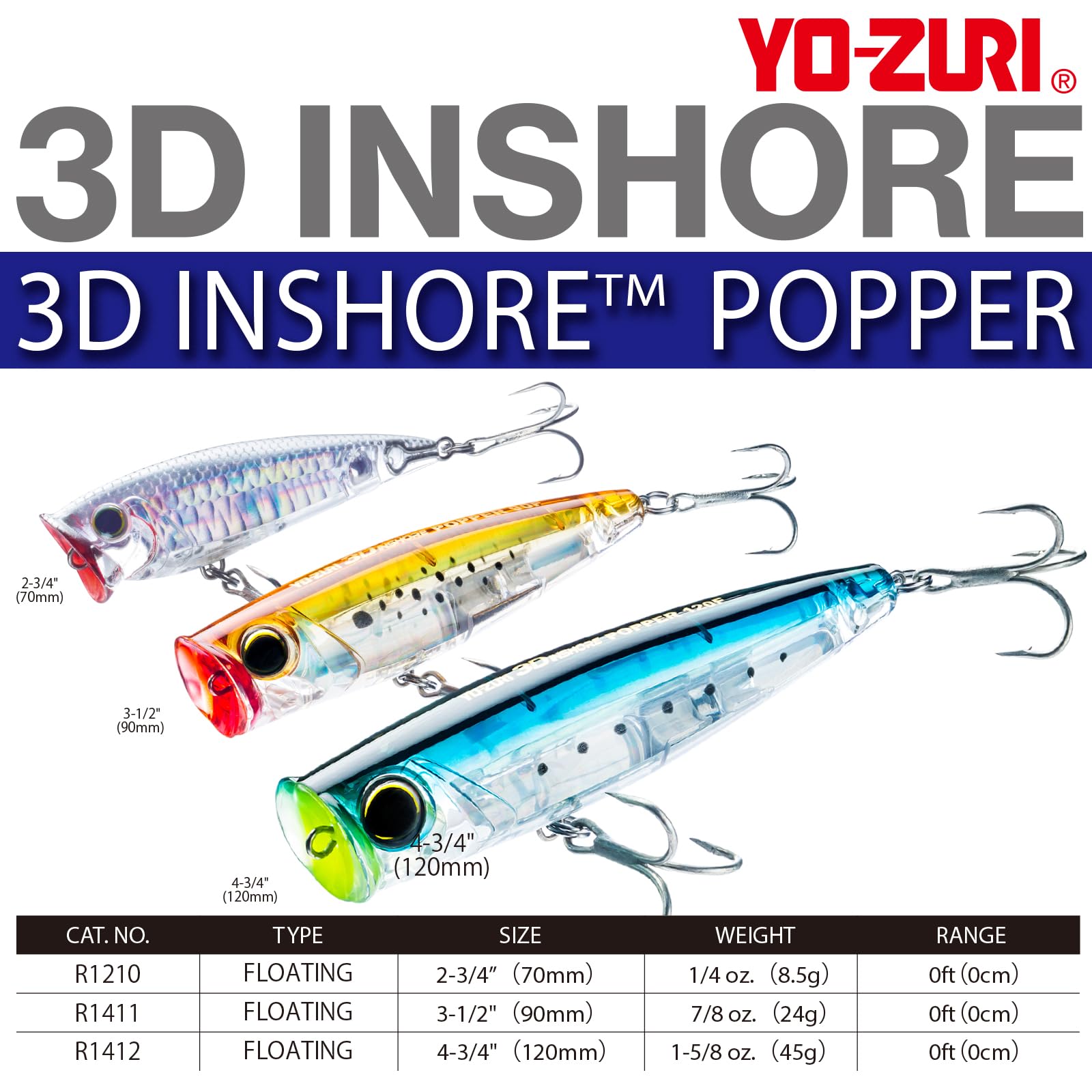 Duel Yo-Zuri R1411-HGSH Ghost Shad inshore popper for grass flats action.
