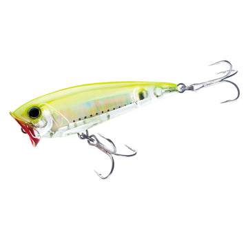 Duel Yo-Zuri R1412-GHCS popper chartreuse with 3D prism finish flashing at distance