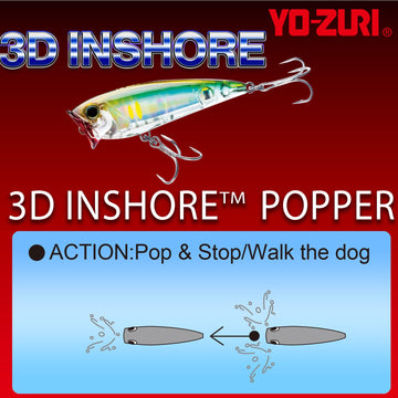 Duel Yo-Zuri R1412-HMT popper in water splash emphasizing loud popping action