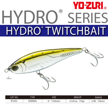 Duel Yo-Zuri R1432-BONE Hydro Twitchbait showing side-to-side wobble during straight retrieve