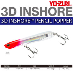 Duel Yo-Zuri R1433-GHIW back rattle detail attracts distant fish.