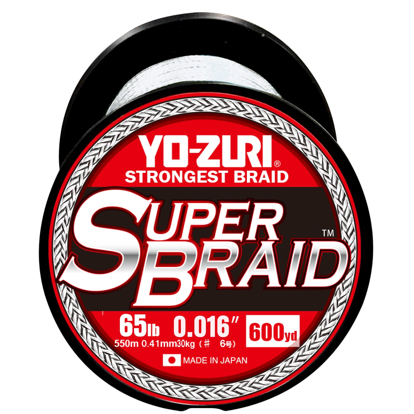 Duel Yo-Zuri Superbraid 600 yd white 65 lb spool; smooth, strong line for long casts.