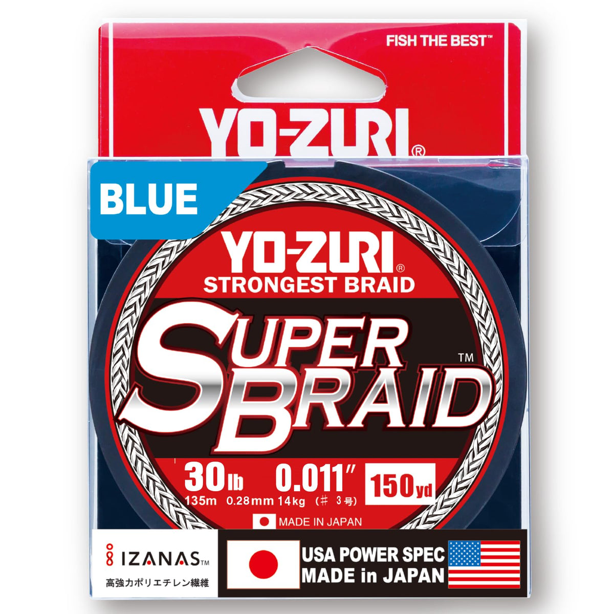 Duel Yo-Zuri Super Braid blue spool enhances visibility for clear water.