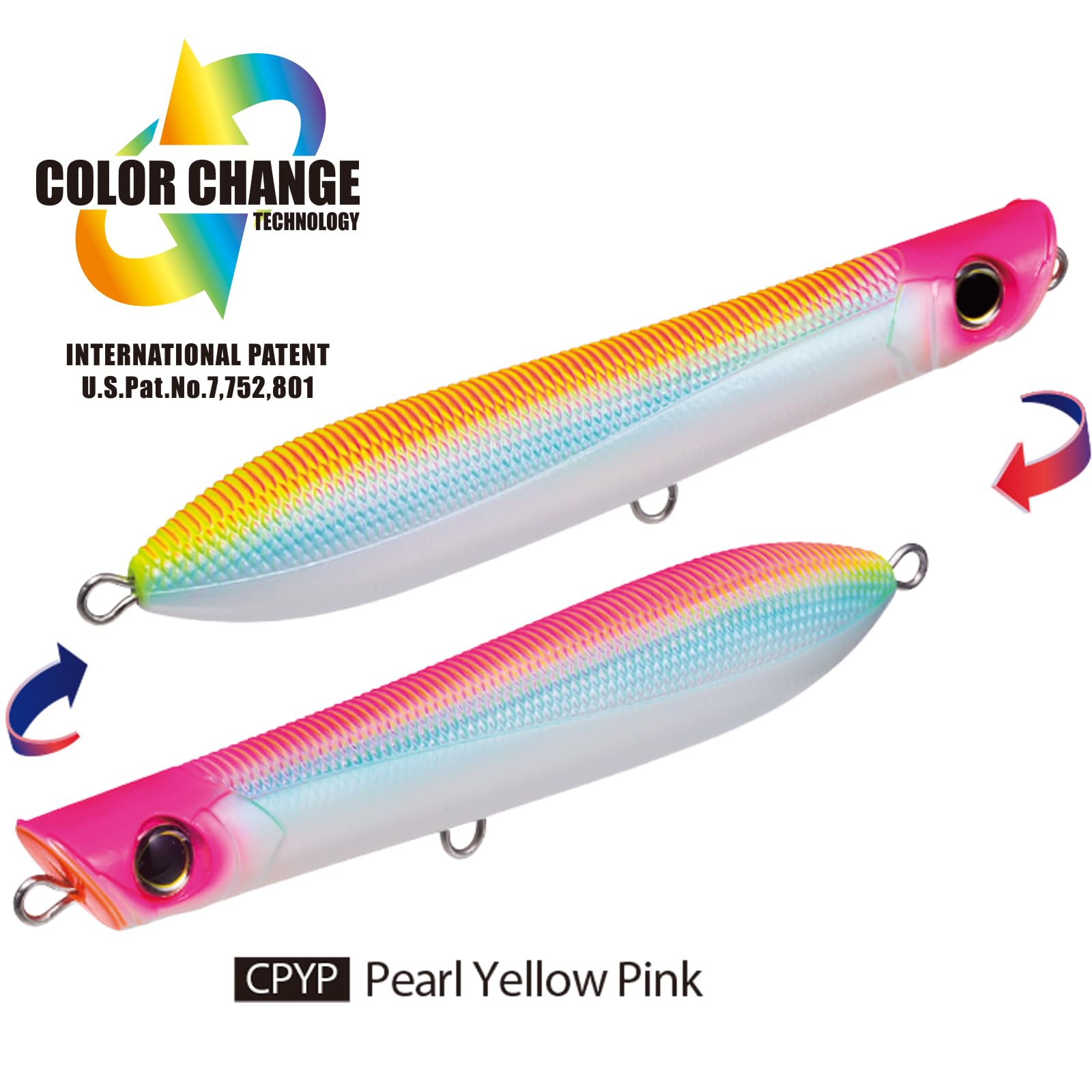 Duel Yo-Zuri Surface Cruiser color-change finish enhances visibility and predation triggers.