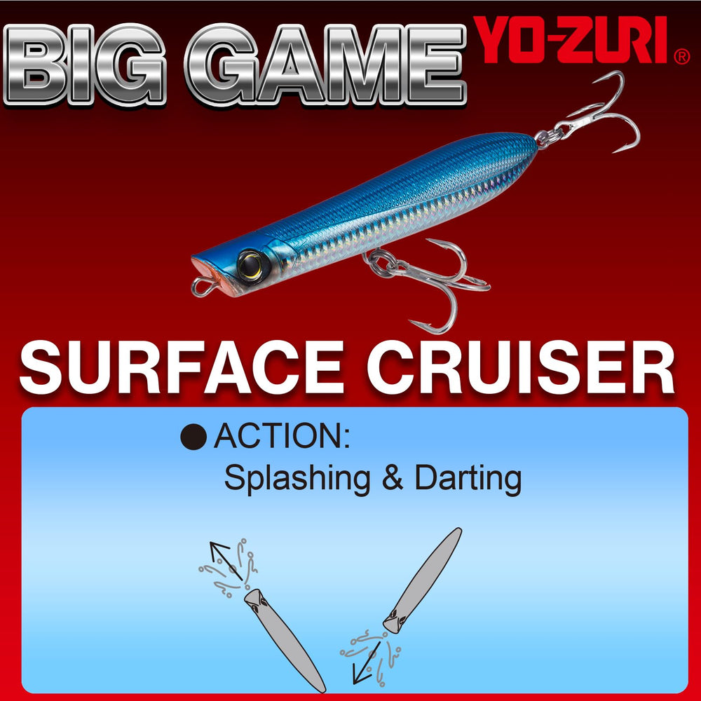 Duel Yo-Zuri Surface Cruiser large eyes improve visibility and strike chances.