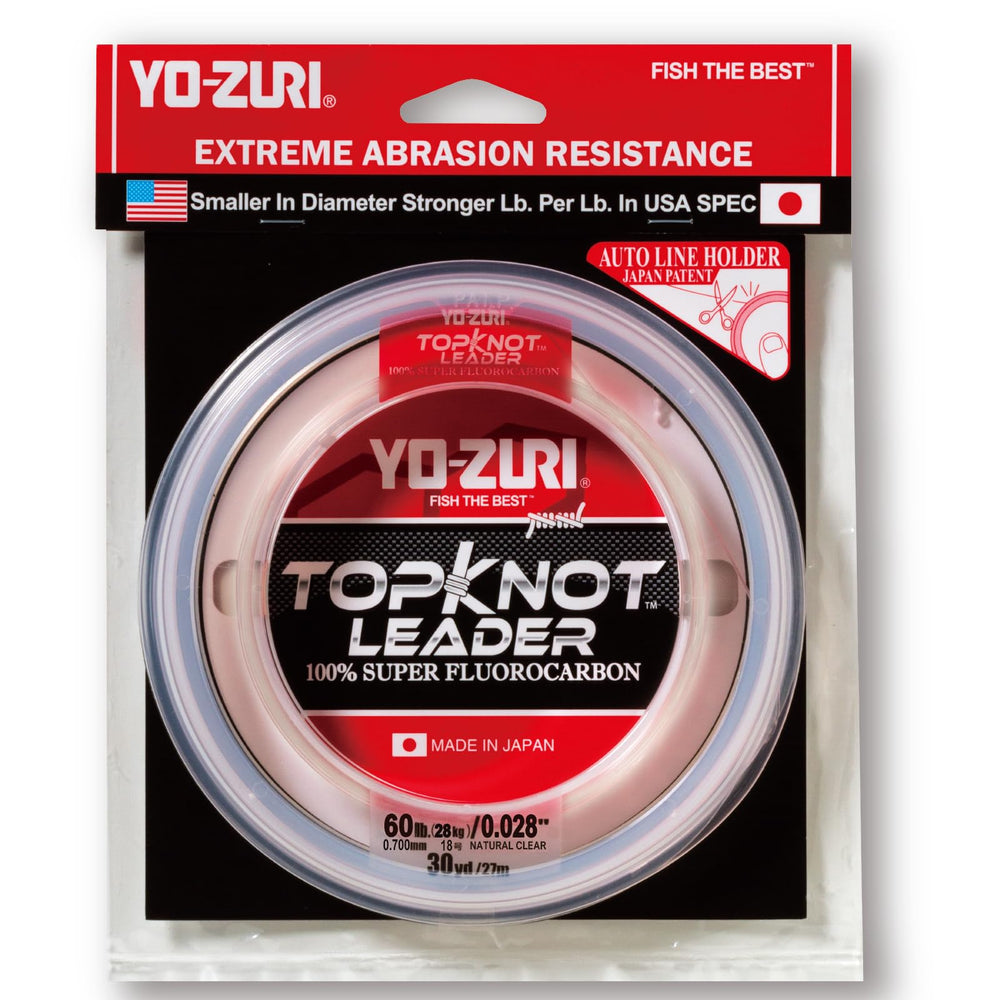 Duel Yo-Zuri Topknot leader natural clear close-up, nearly invisible for cleaner presentations.