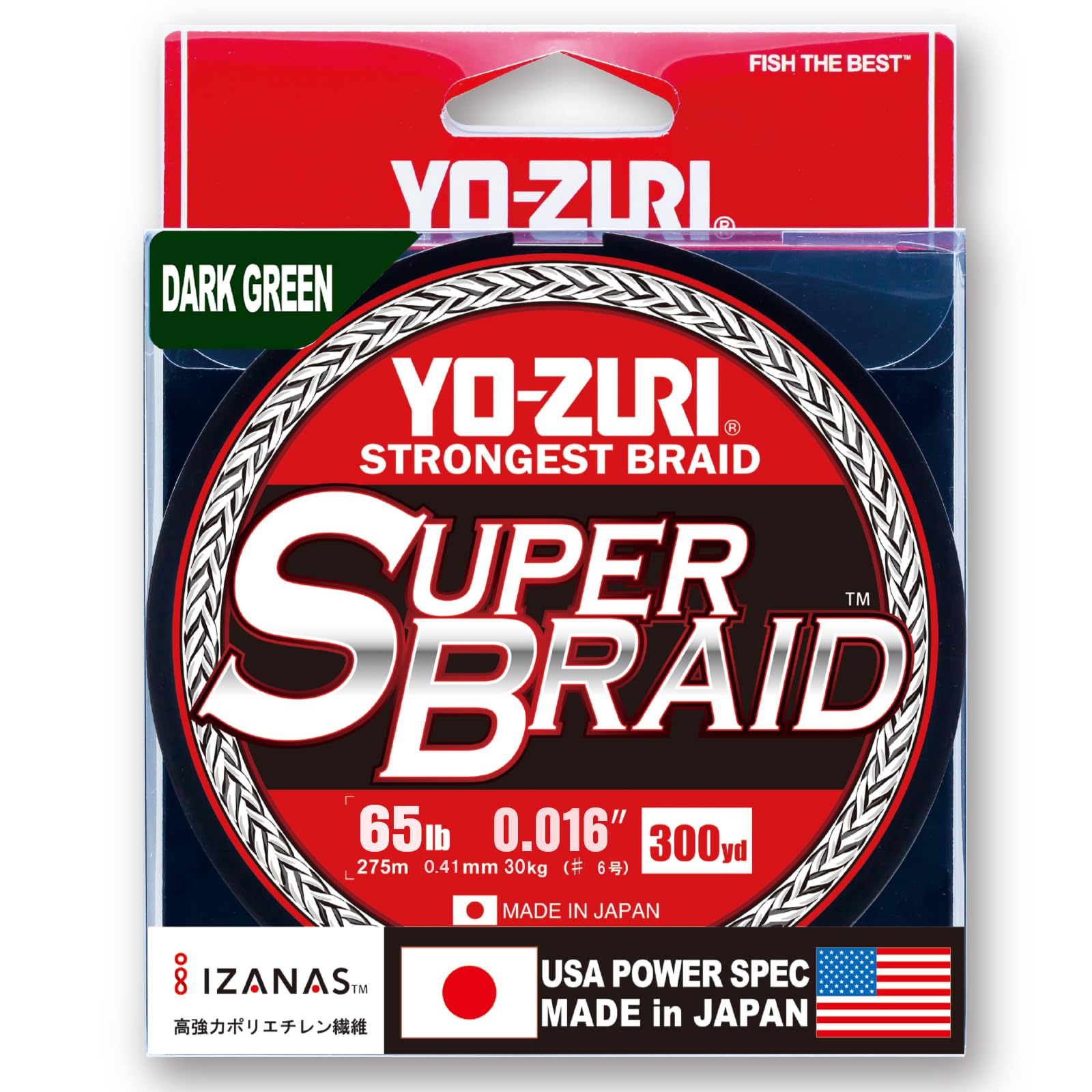 Duel Yo-Zuri YZ SB 65LB DG 300YD braided line packaging, highlighting Japan-made quality.