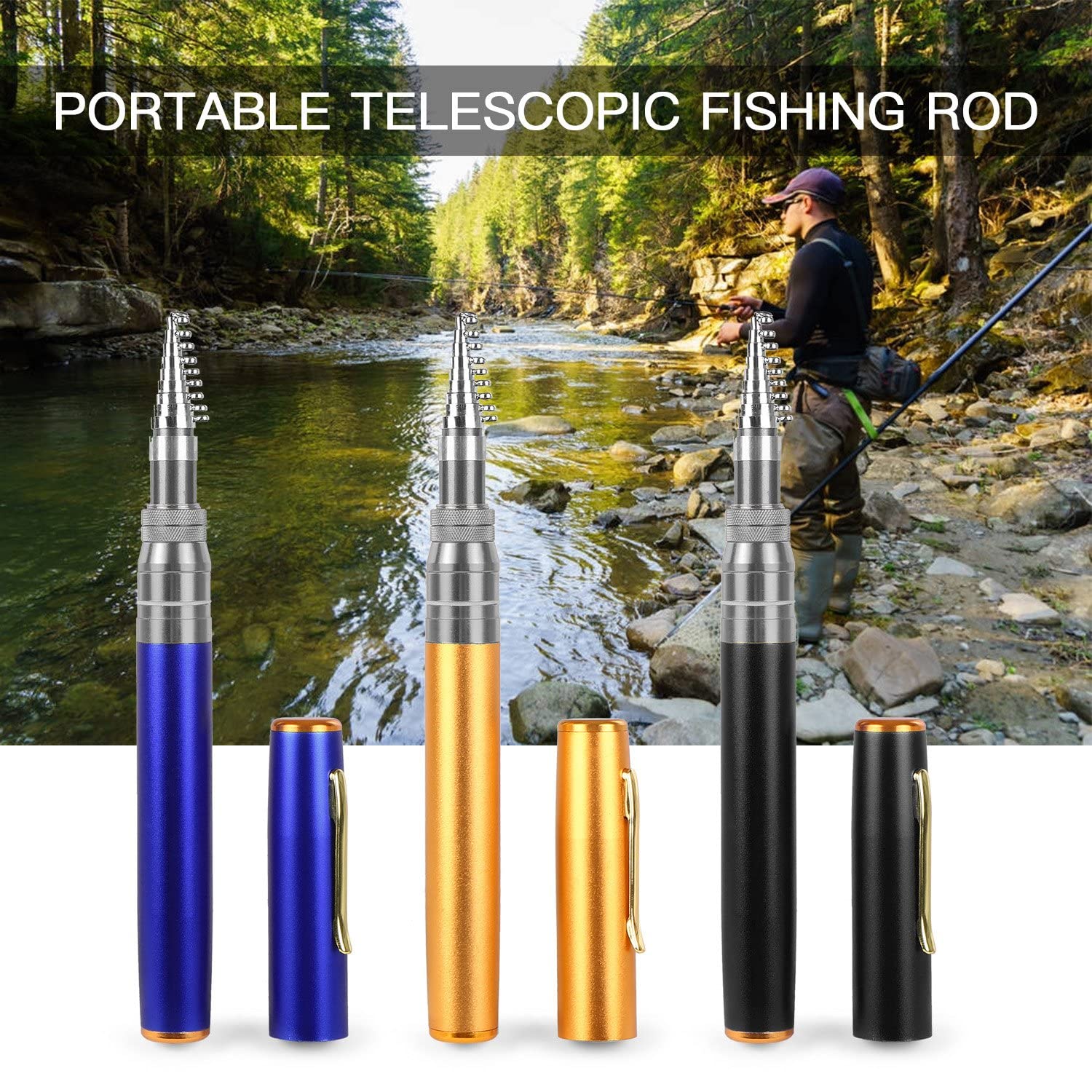 Duirubeo pen fishing pole and reel combo, portable for on-the-go fishing.