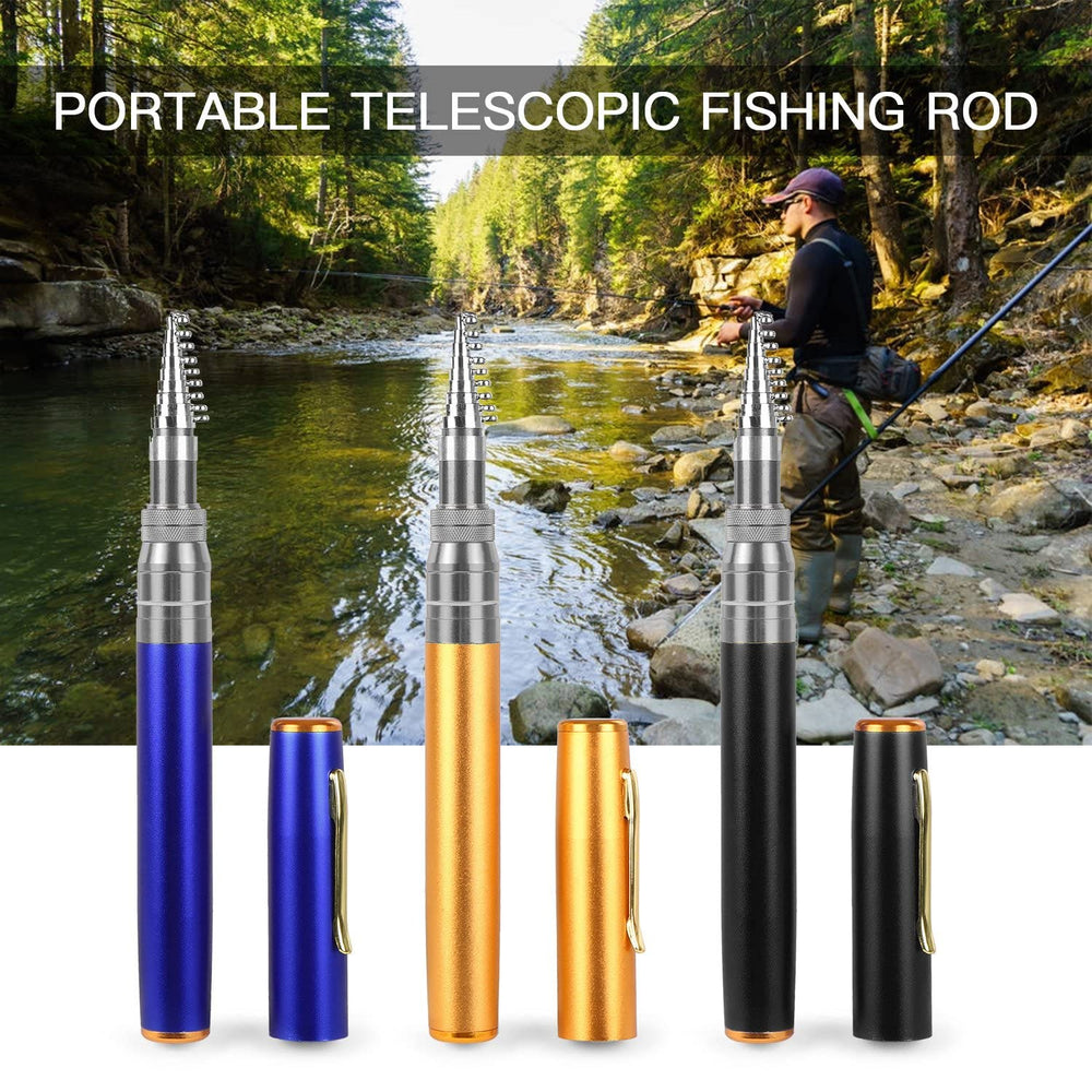 Duirubeo pen fishing pole and reel combo, portable for on-the-go fishing.