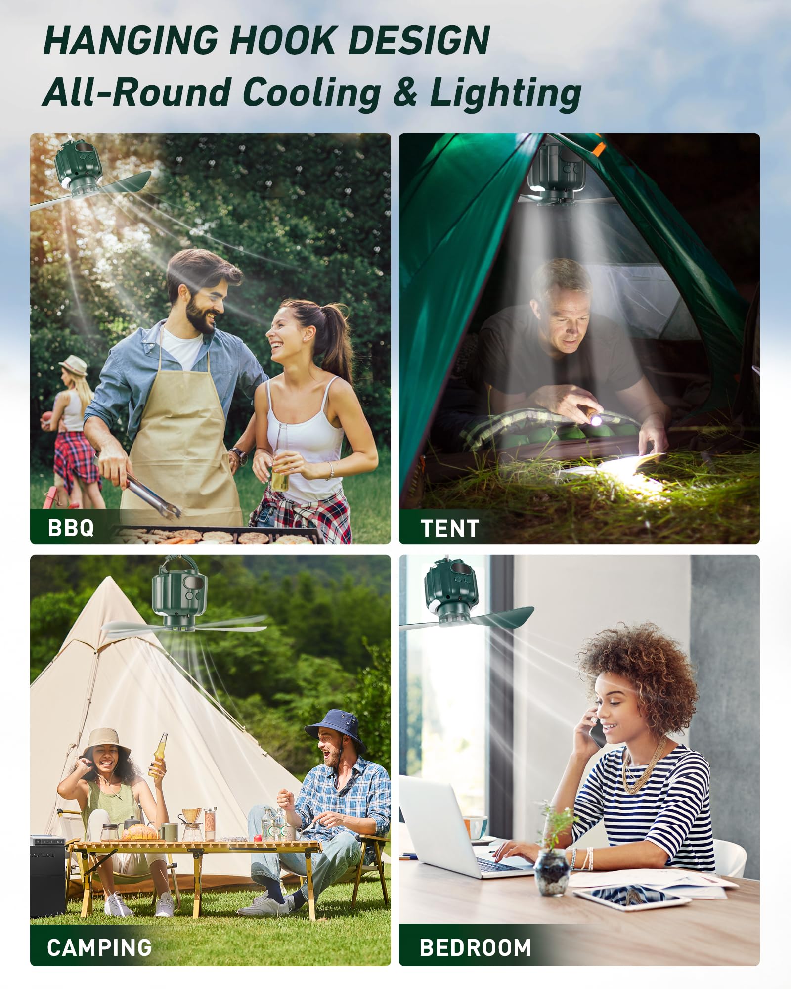 DUKUSEEK camping fan remote control lets you adjust airflow without waking others