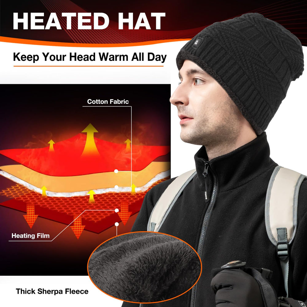 DUKUSEEK heated beanie sherpa texture emphasizing plush interior comfort