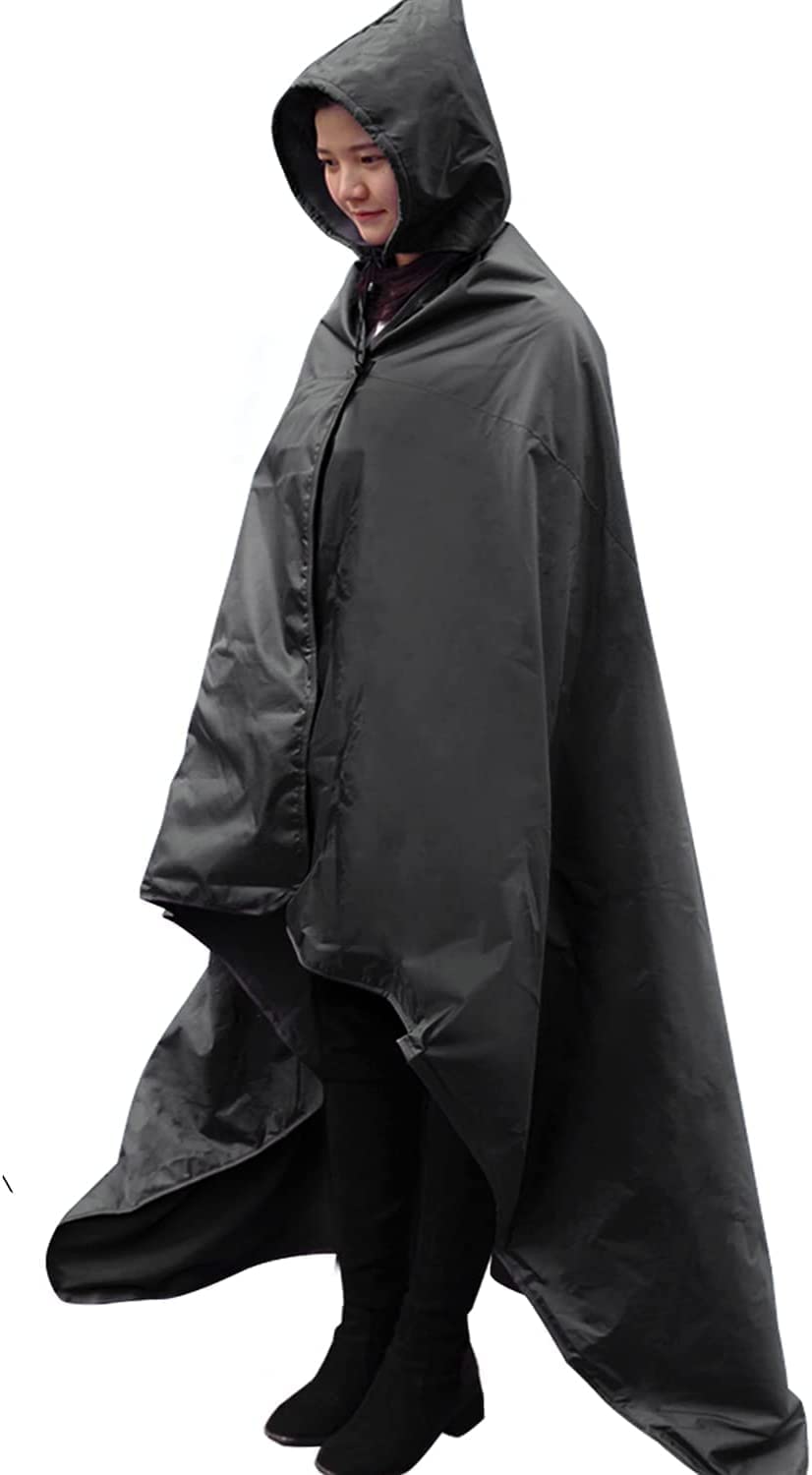 DUKUSEEK hooded stadium blanket shown with hood for rain protection during outdoor events