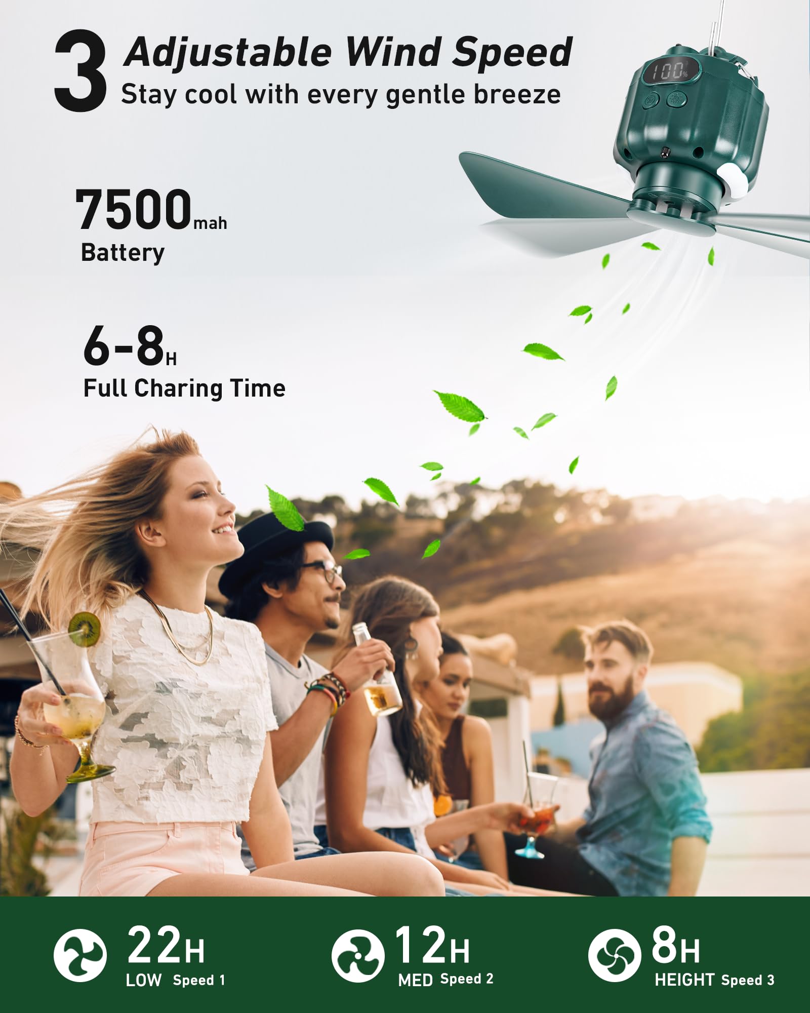 DUKUSEEK timer function helps run the fan efficiently during late night use