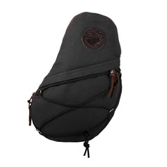 Duluth Pack Canvas Sling Pack front view in black, travel-ready durability for daily adventures.