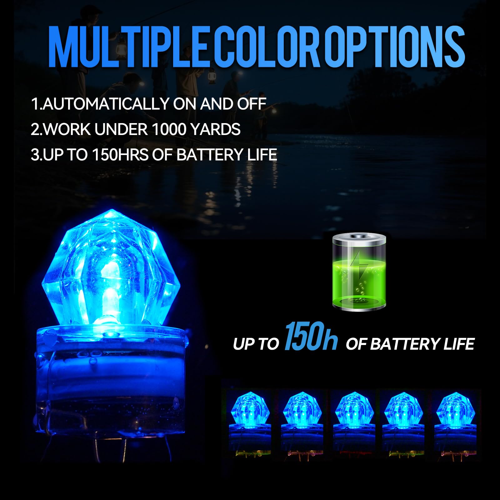 Diamond LED underwater lure illuminated in water