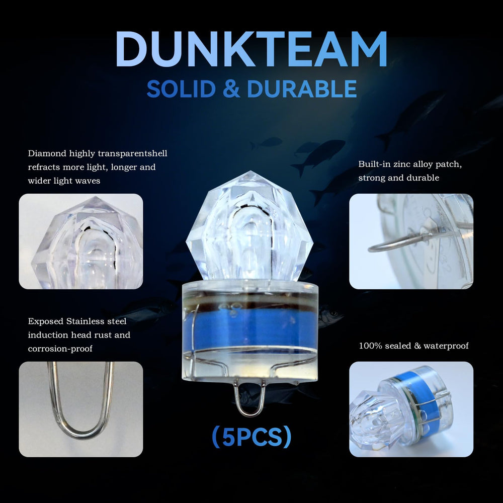 5-pack DUNKTEAM fishing lights with diamond shell