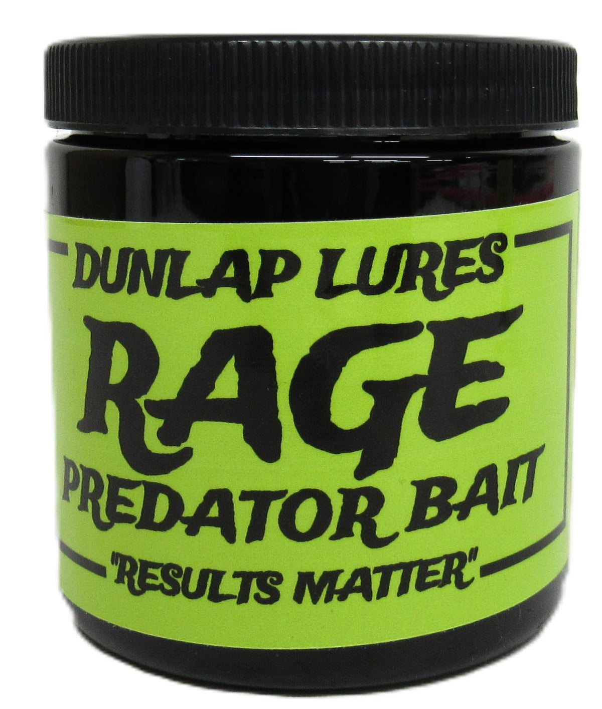 Dunlap's Rage Predator Bait jar with muskrat meat attracts coyotes, foxes, bobcats, and raccoons.