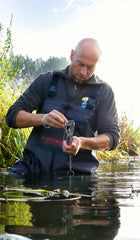 DUNLOP hip wader with steel toe side view showing cold weather flexibility