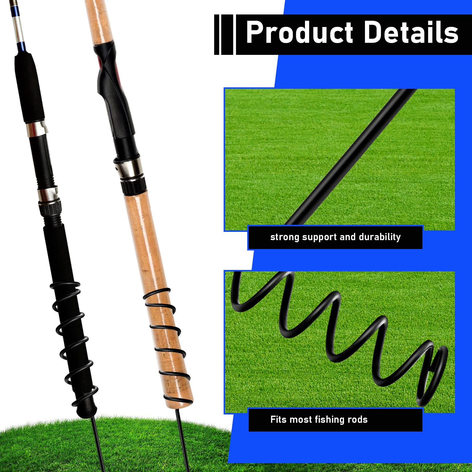 Spiral rod holder inserted into ground for bank fishing
