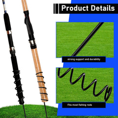 Spiral rod holder inserted into ground for bank fishing