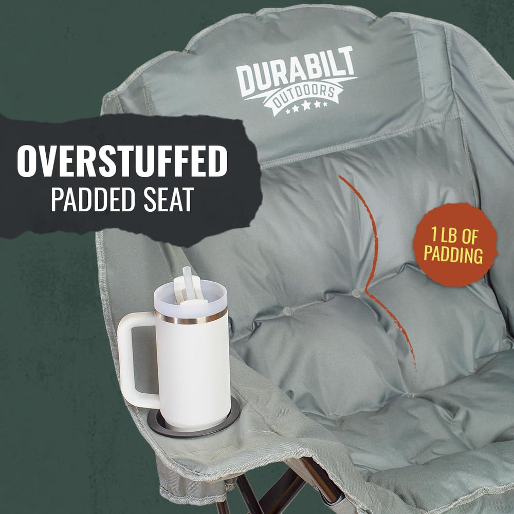 DuraBilt Oversized XL Chair built-in cup holder for convenient drinks at events