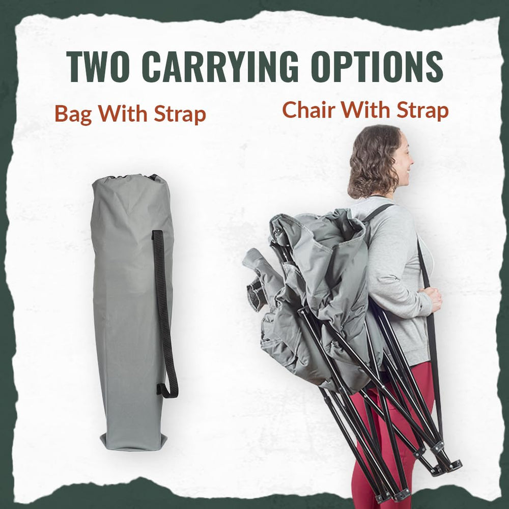 DuraBilt Oversized XL Chair folded clip-and-strap carry for easy transport