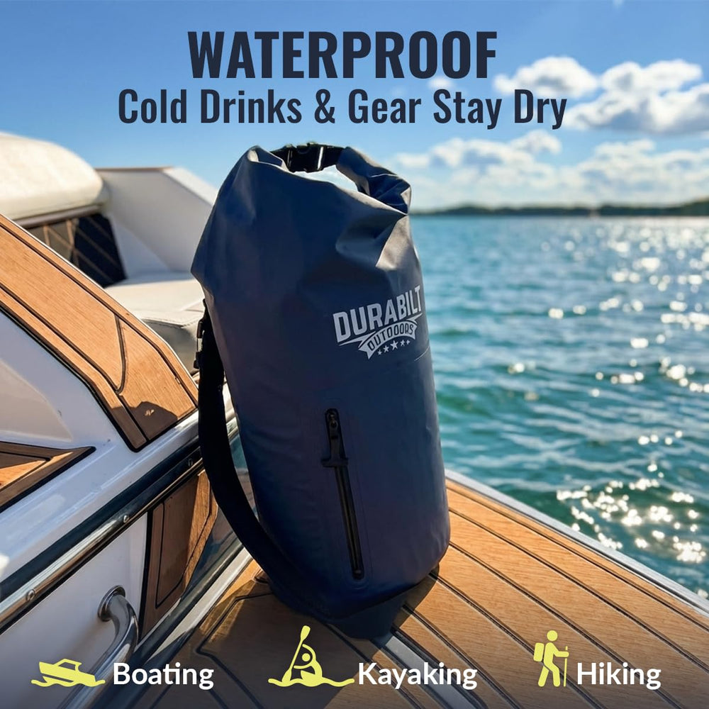 DuraBilt IPX5 waterproof front pocket detail keeps essentials safe at the beach