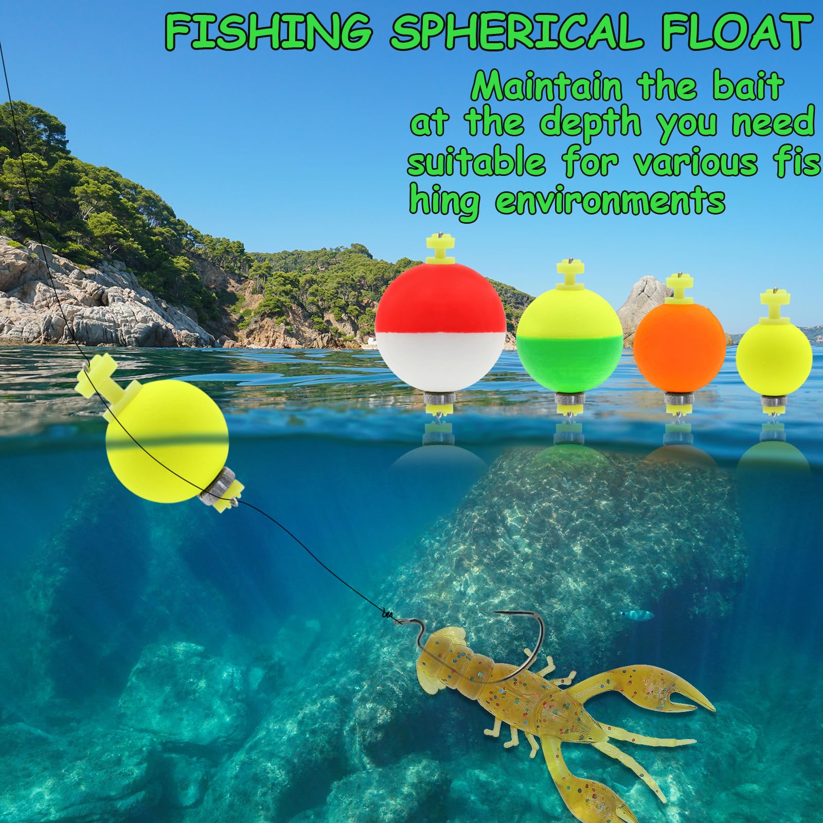 durable EVA foam and ABS plastic fishing bobbers close-up
