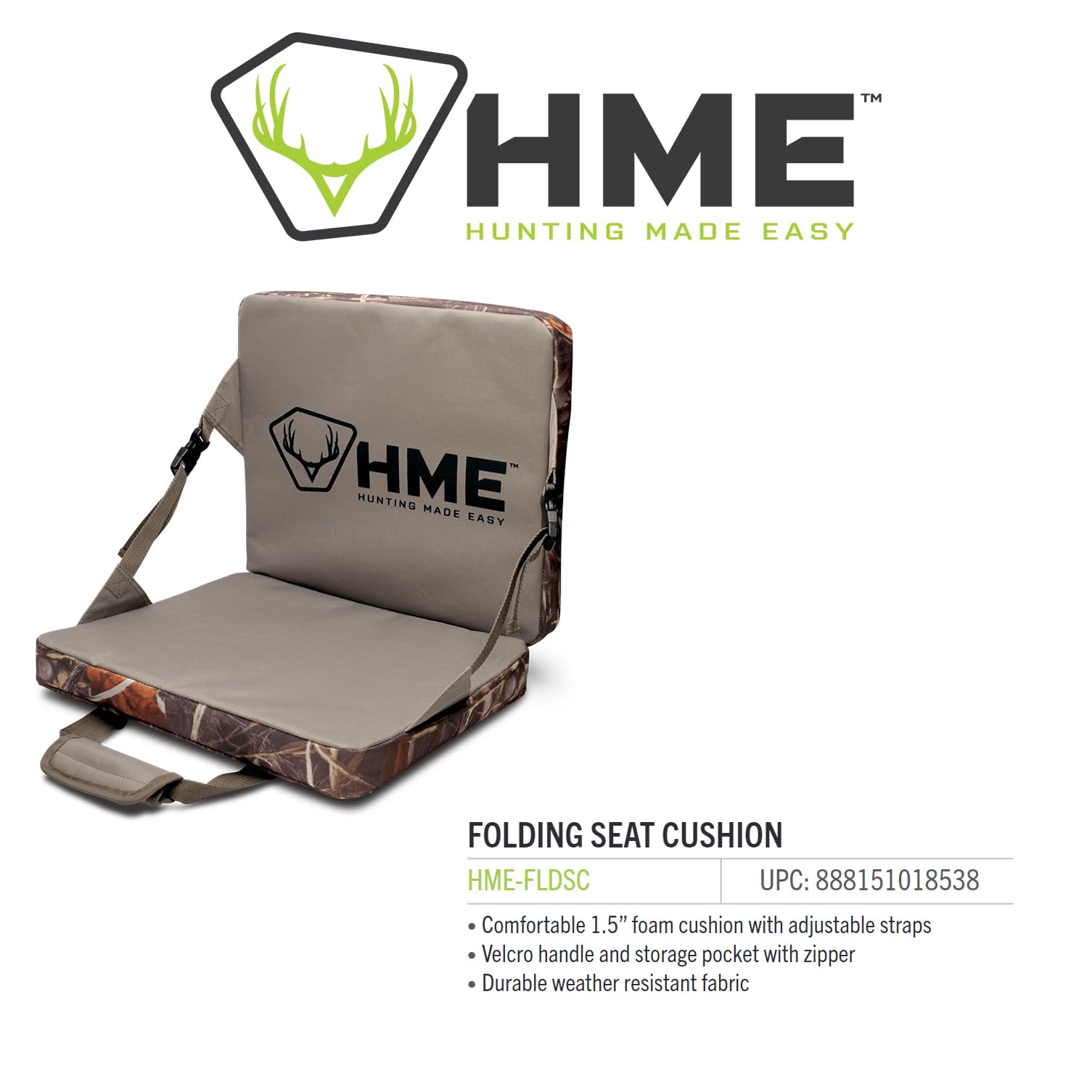 Cushion with zippered storage pocket and weather-resistant fabric