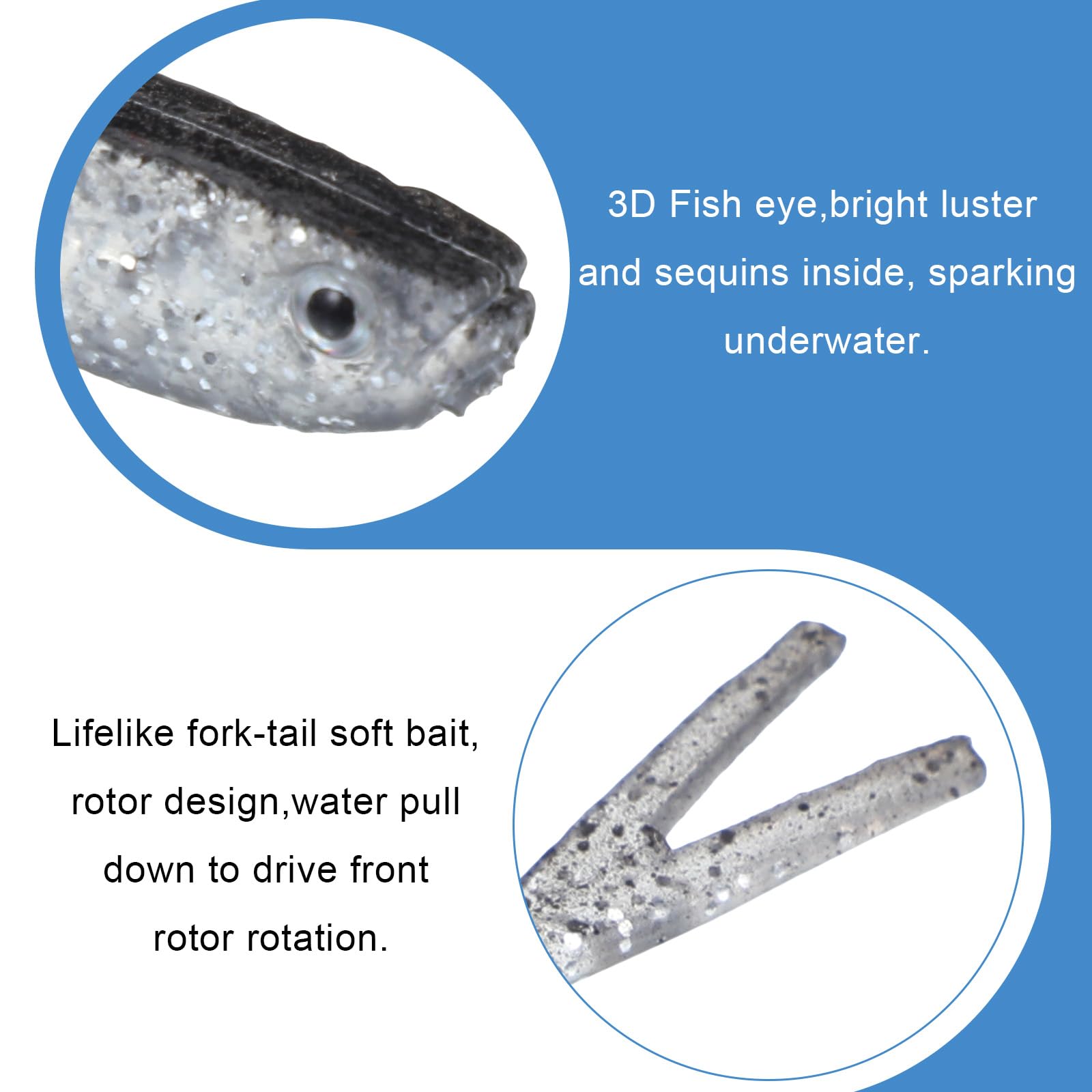 Each lure weighs 2.3g and measures 2.95 inches
