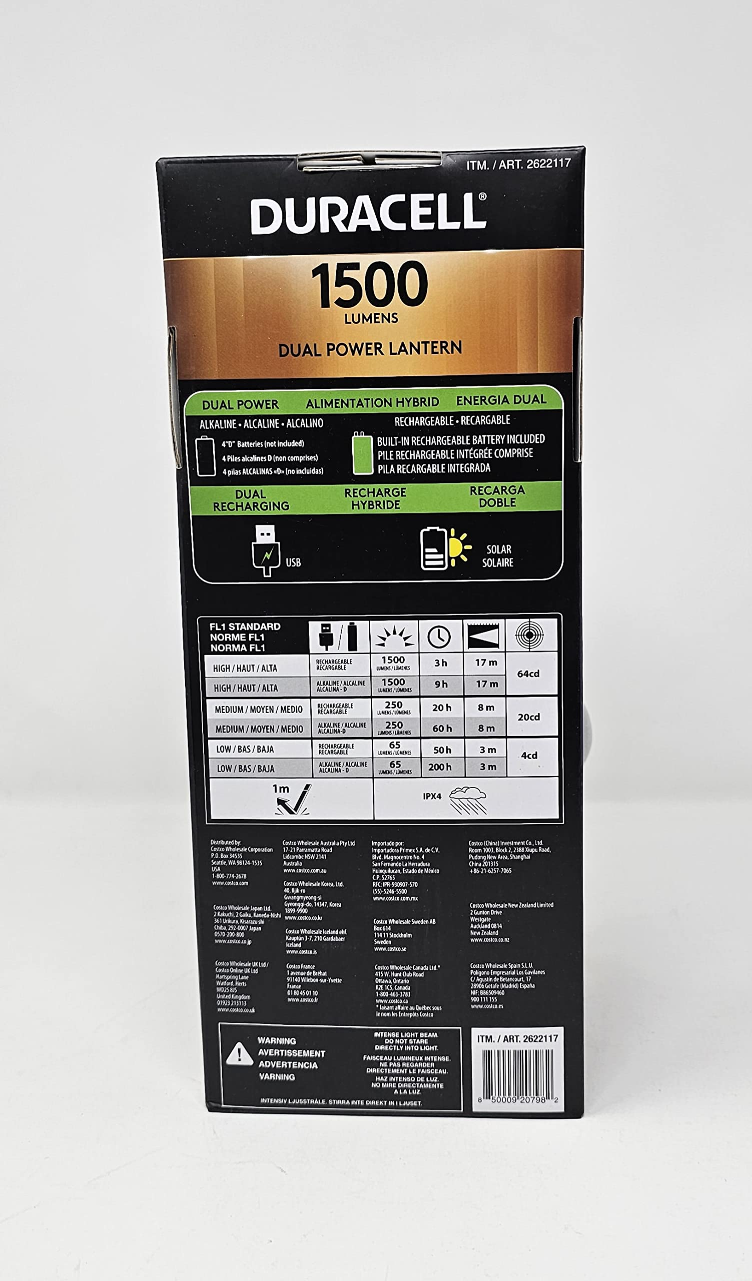Duracell lantern IPX4 and drop-tested for rugged outdoor use