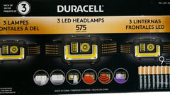 DURACELL LED headlamps, front view, offer bright hands-free lighting for outdoor tasks.