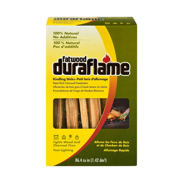Duraflame Fatwood firelighters box front for quick, easy ignition