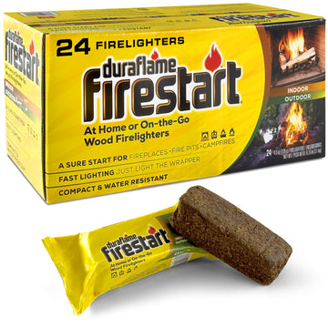 Duraflame fire starter 24-pack packaging ready for quick ignition