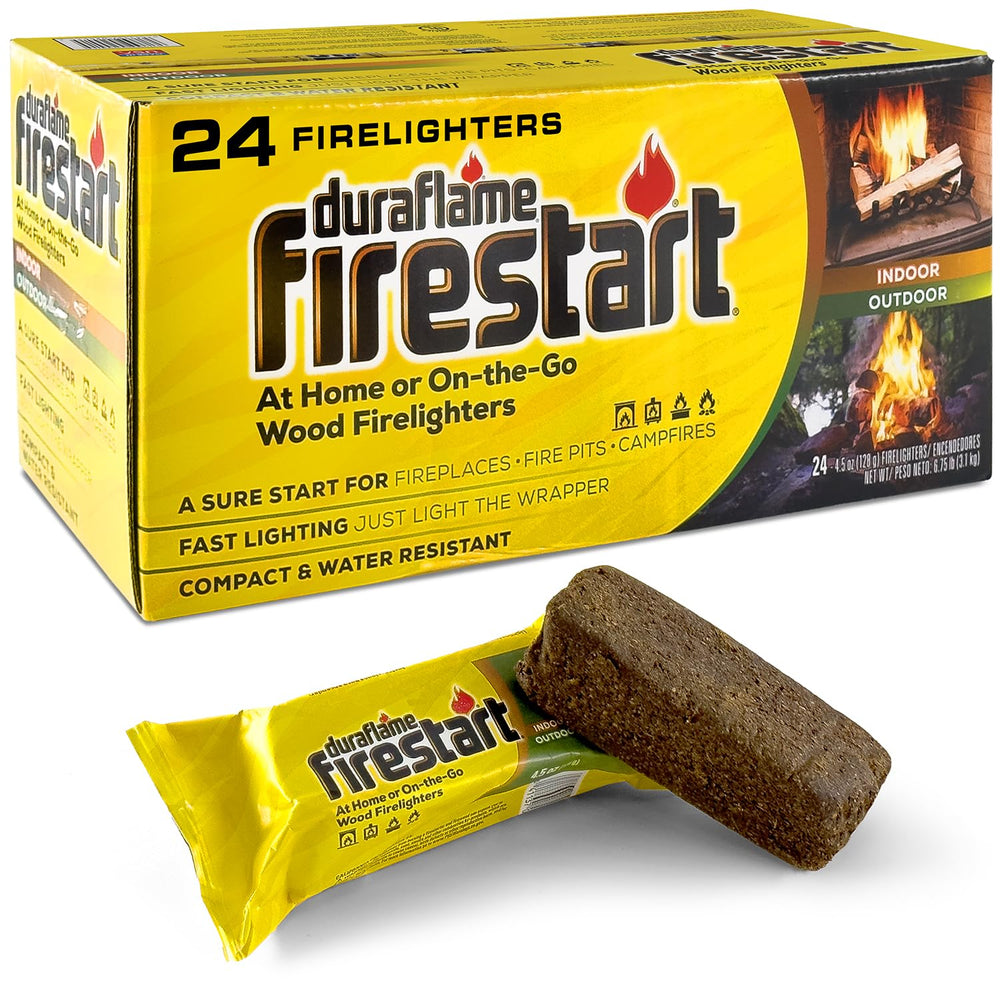 Duraflame fire starter 24-pack packaging ready for quick ignition