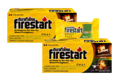 Duraflame 48-pack fire starters for indoor and outdoor use provide quick ignition.
