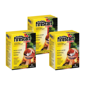 Duraflame Firestart Cubes display showing 3-pack convenience for home fires