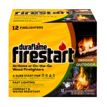 Duraflame Firestart in action igniting logs for easy lighting