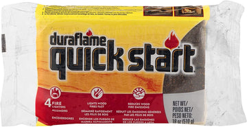 Duraflame quick firelighter use in fireplace shows quick ignition and less newspaper reliance