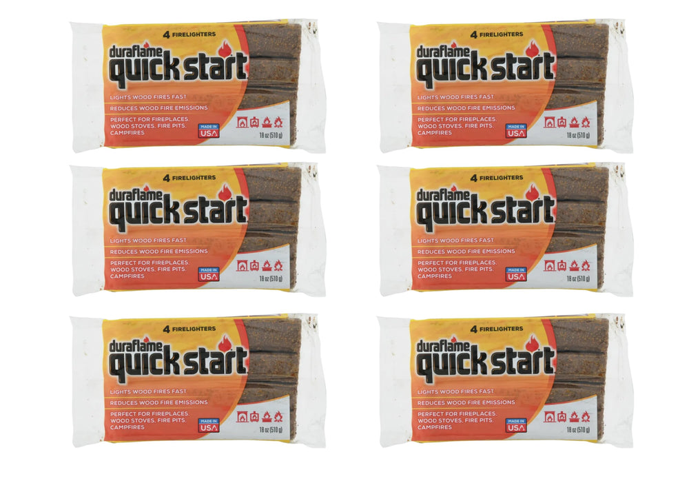 Duraflame Quick Start Firelighters 6-pack enable fast ignition for indoor fireplaces and outdoor fires.