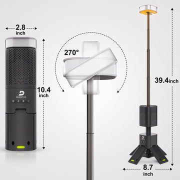 Dusktec telescopic camping light IPX7 head waterproof for submergible night fishing use.