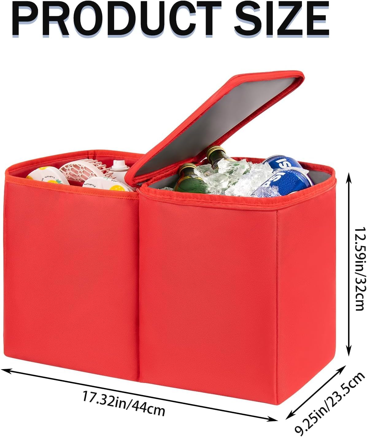 Dvopfa Bogg Bag XL divider compartment shows organized snacks and electronics.