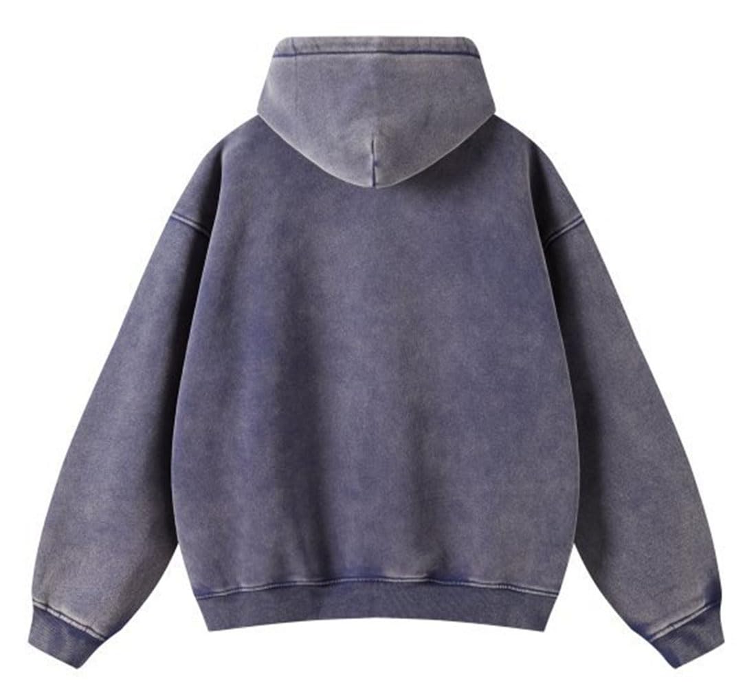 DXSHCV oversize vintage hoodie back view shows roomy silhouette ideal for layering.