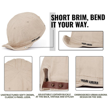 1.97 inches short brim detailing on beige cap